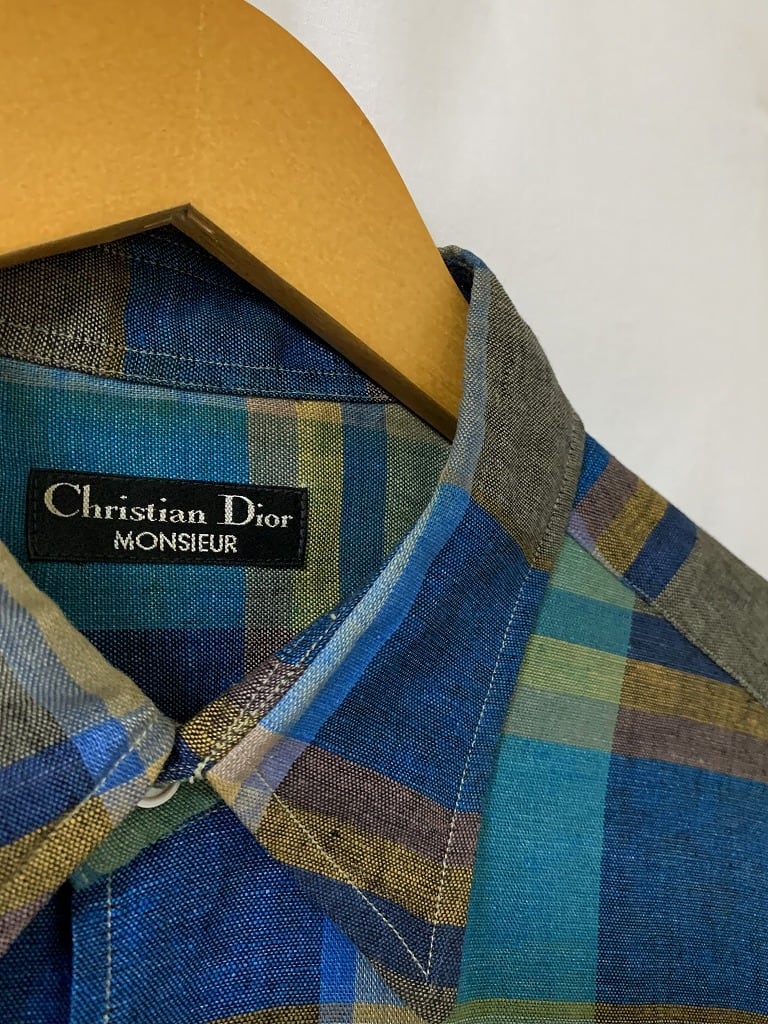 1980~90's Check Pattern Design Short Sleeve Shirt "Christian Dior"