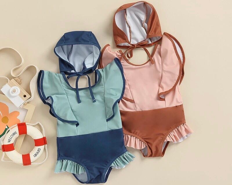 2点セット / 水着ロンパース / リボン / 女の子 / 〜5才( A・B )