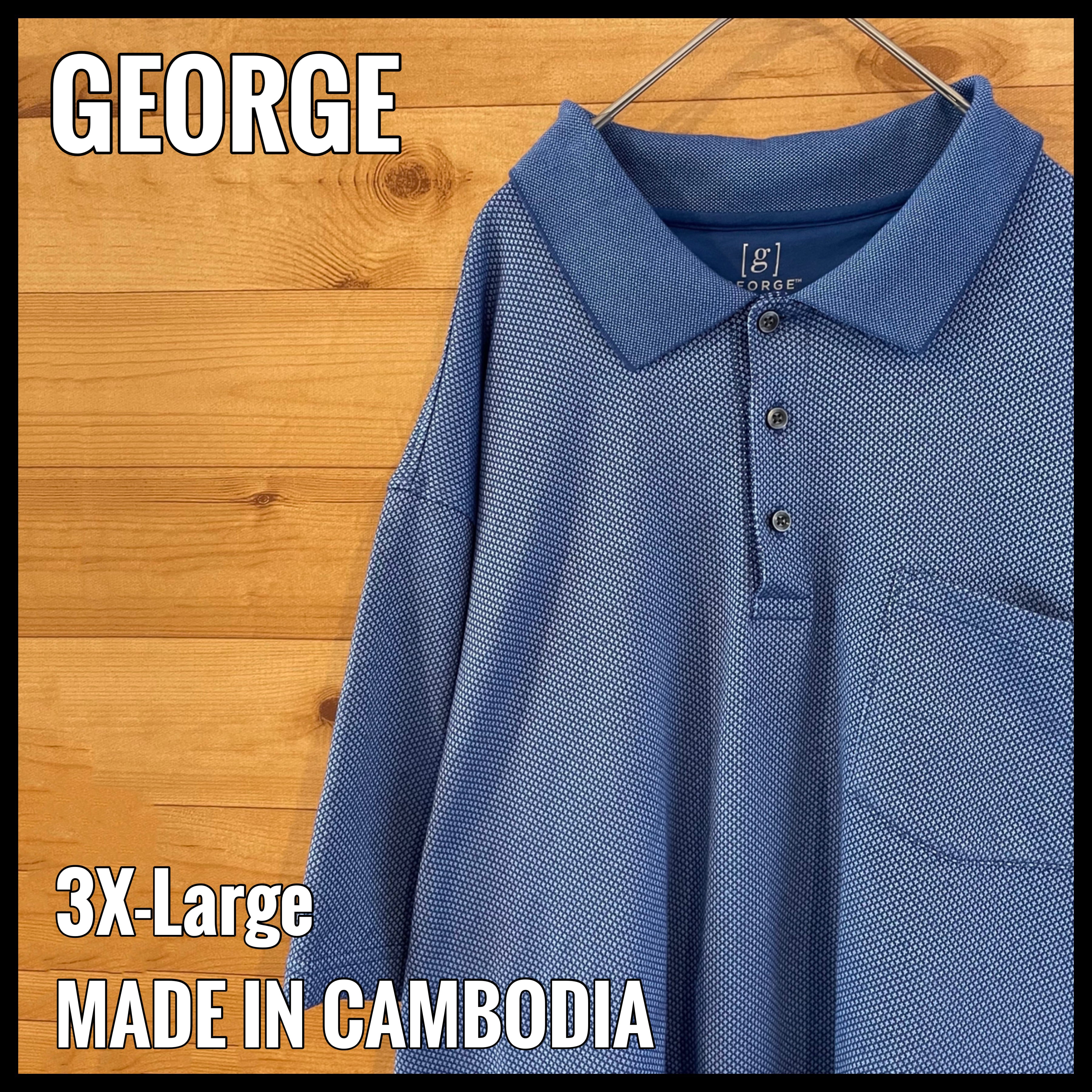 GEORGE ブラック 3XL メンズ USA 90s 半袖 ポロシャツ 黒