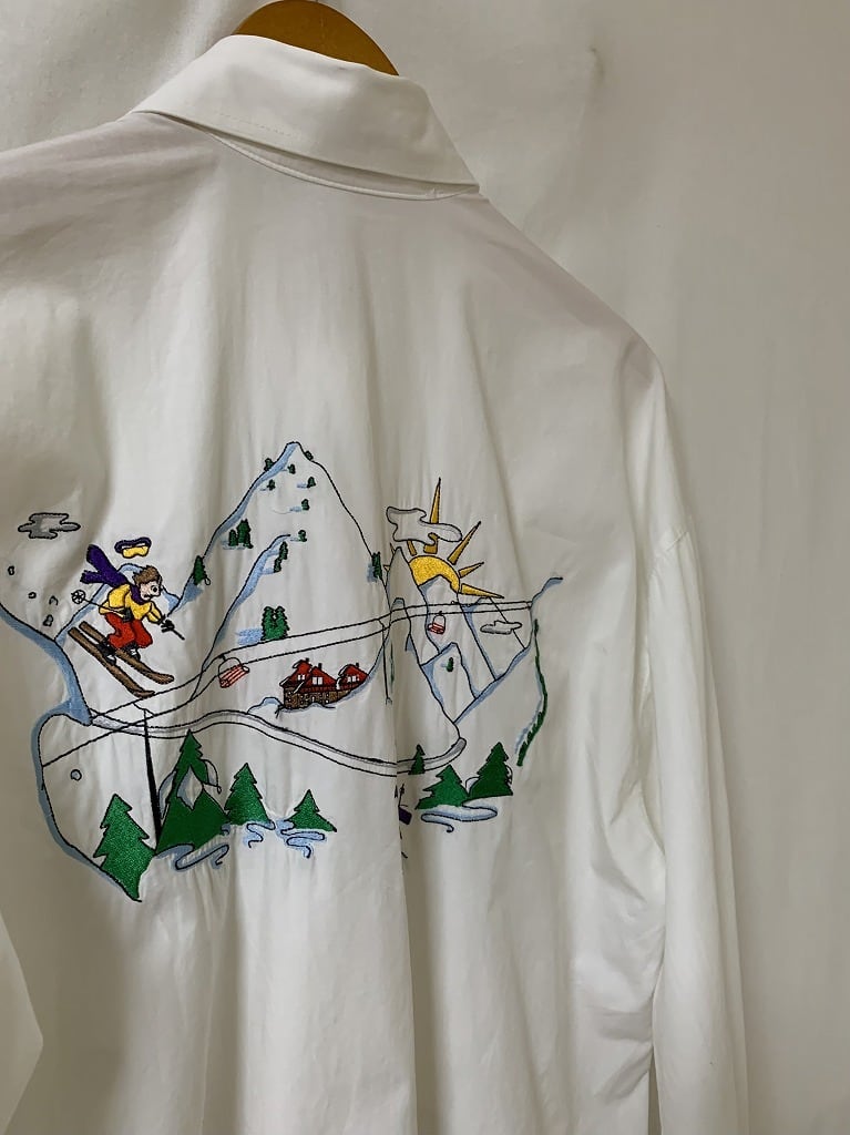 1980~90's Embroidery Drop Shoulder Design Long Sleeve Shirt