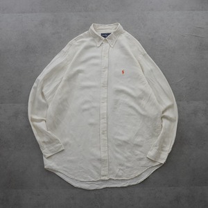 Ralph Lauren LINEN SILK COTTON shirt Ivory [XL] 古着