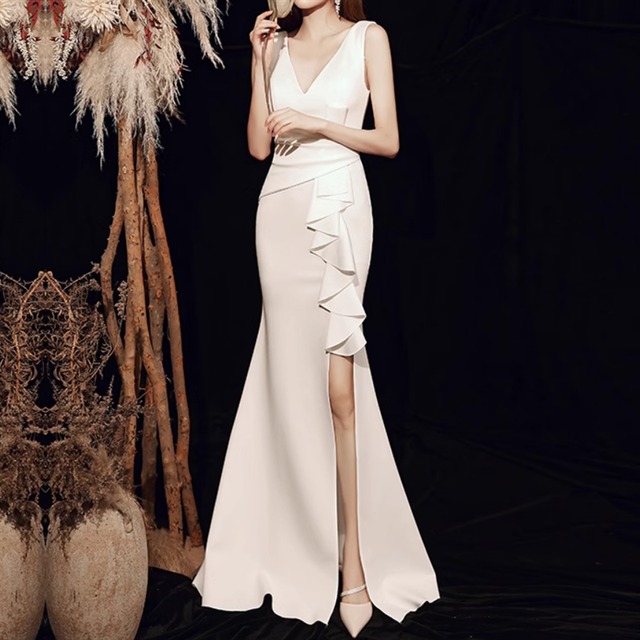 Vネックスレンダードレス　2color　D1325