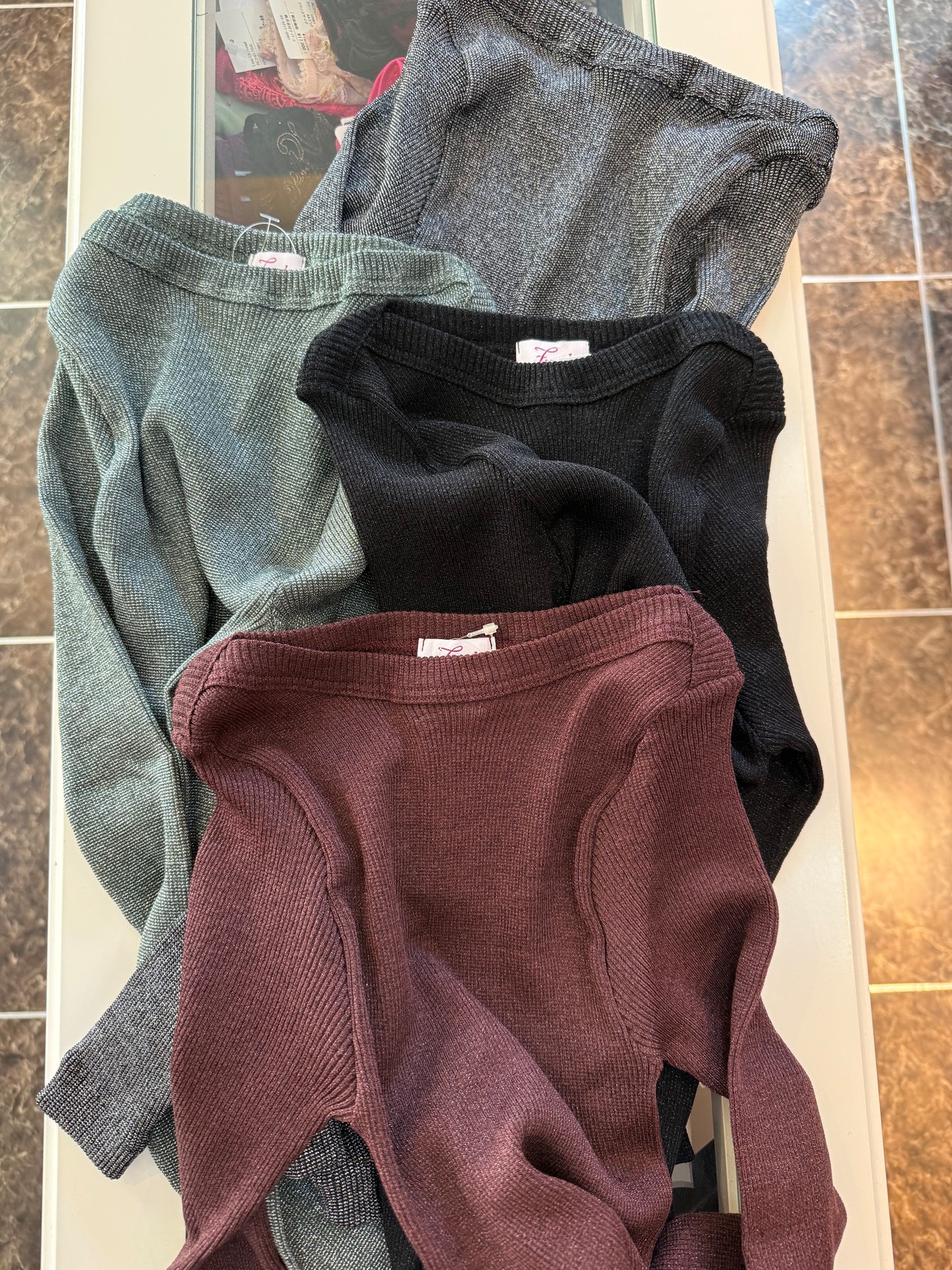 ウールシルクラメ入り トップス CACAO LUREX 3サイズ fraly