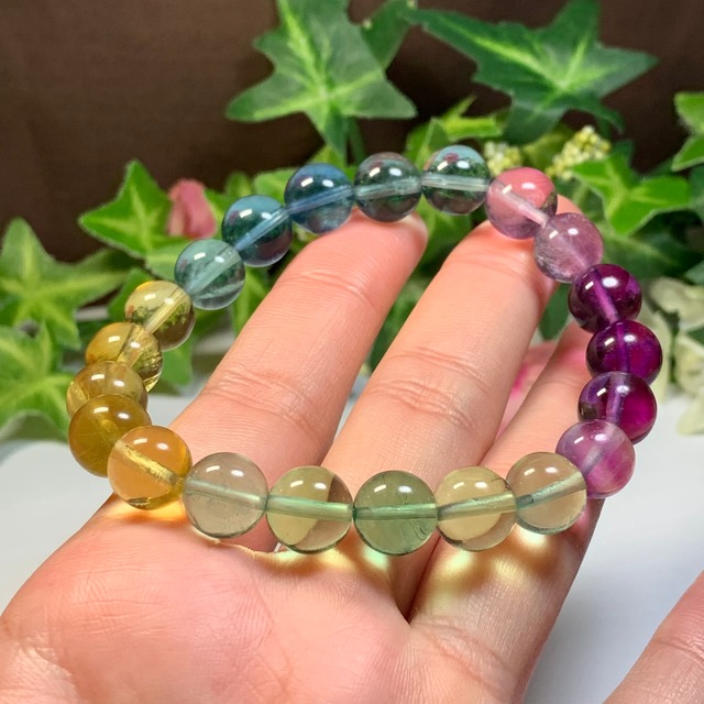 A85.透明☆発色美しい グラデーションフローライト ブレスレット