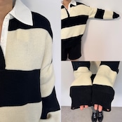 ワイドボーダーラガーシャツKnit/モノトーン