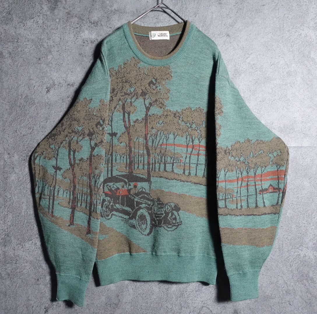 landscape painting design knit