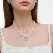 Smile bloom drop pearl necklace 【N010】