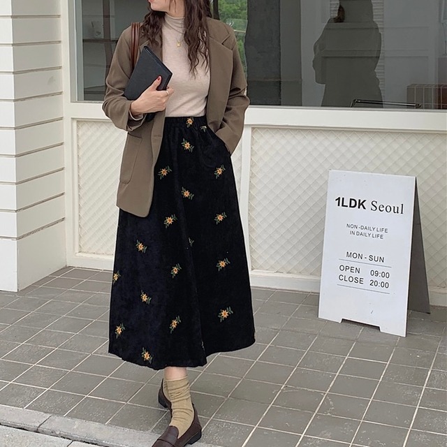 corduroy flower skirt