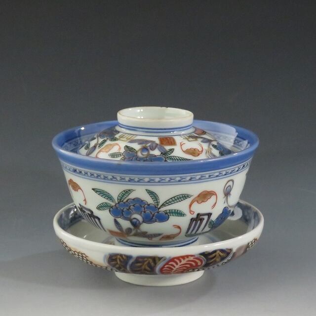 古伊万里 伊万里 染付 蓋碗 江戸期 唐人の図 蔵出し 5客