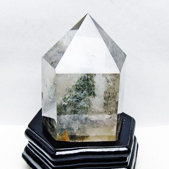 1.1Kg グリーンファントム 六角柱 台座付属 一点物 152-3837