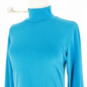 レディース トクコプルミエヴォル TOKUKO 1er VOL ブルー系 トップス ブラウス 無地 シンプル 伸縮 ストレッチ 長袖 ハイネック タートルネック 日本製 カジュアル 普段着 お出かけ 鮮やか 柔らかい生地