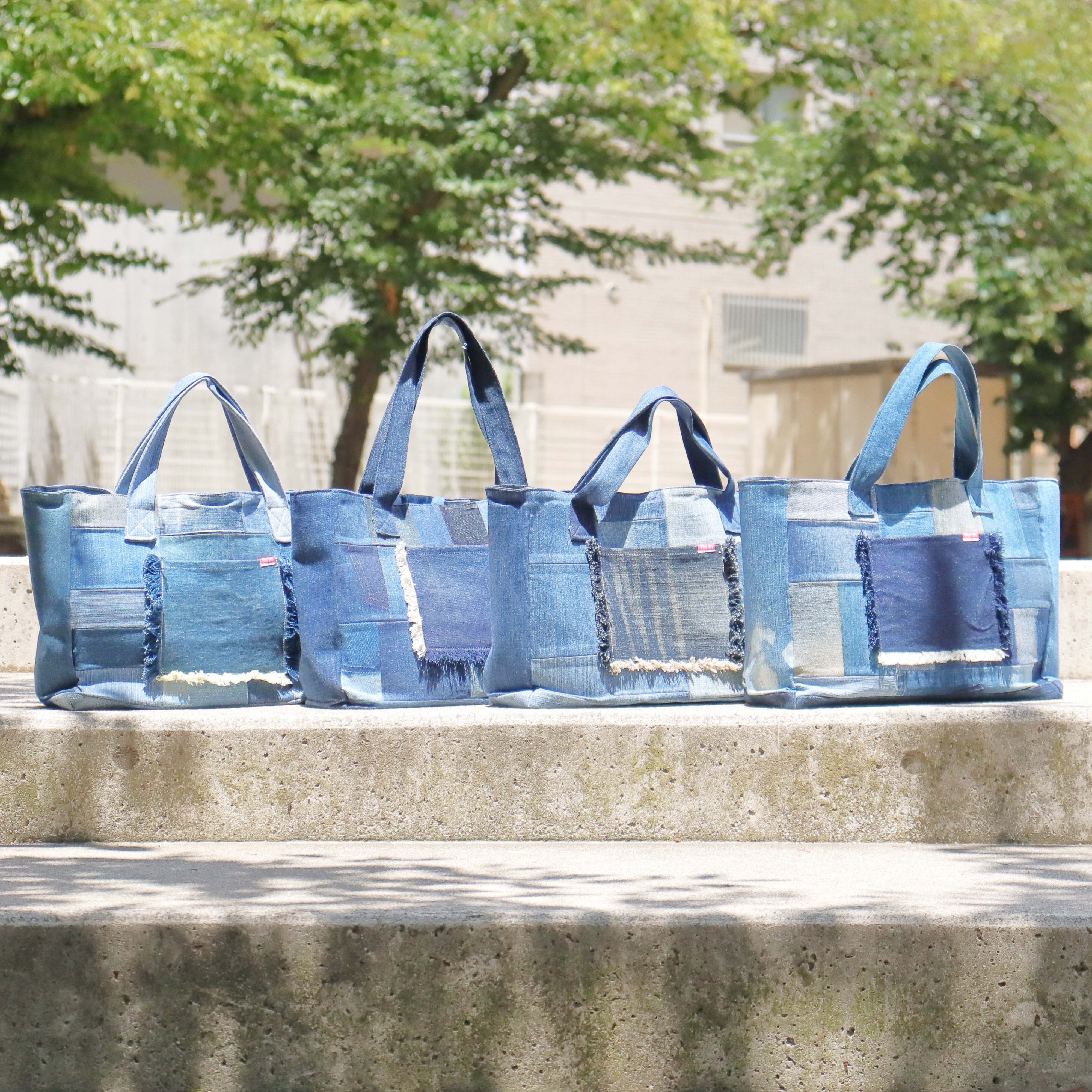 パッチワークフリンジトート リメイクデニム バリエーション | リム