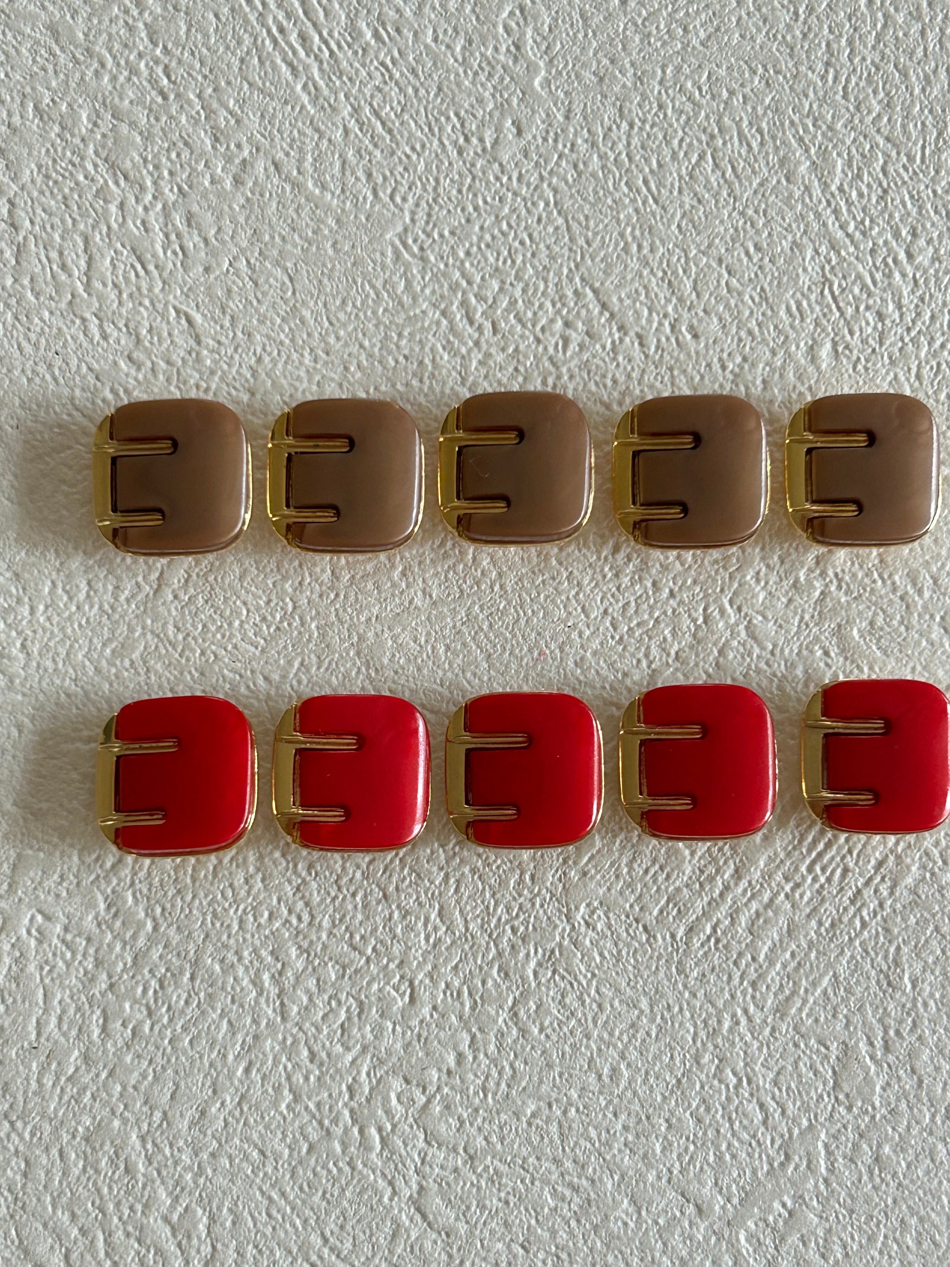 Japanese Vintageボタン レトロボタン カボション 13mm レッド/ベージュ アクセサリーパーツ デコレーシ