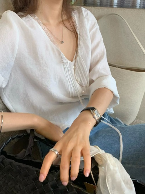 (OUNCE) palms lace  blouse / 2color