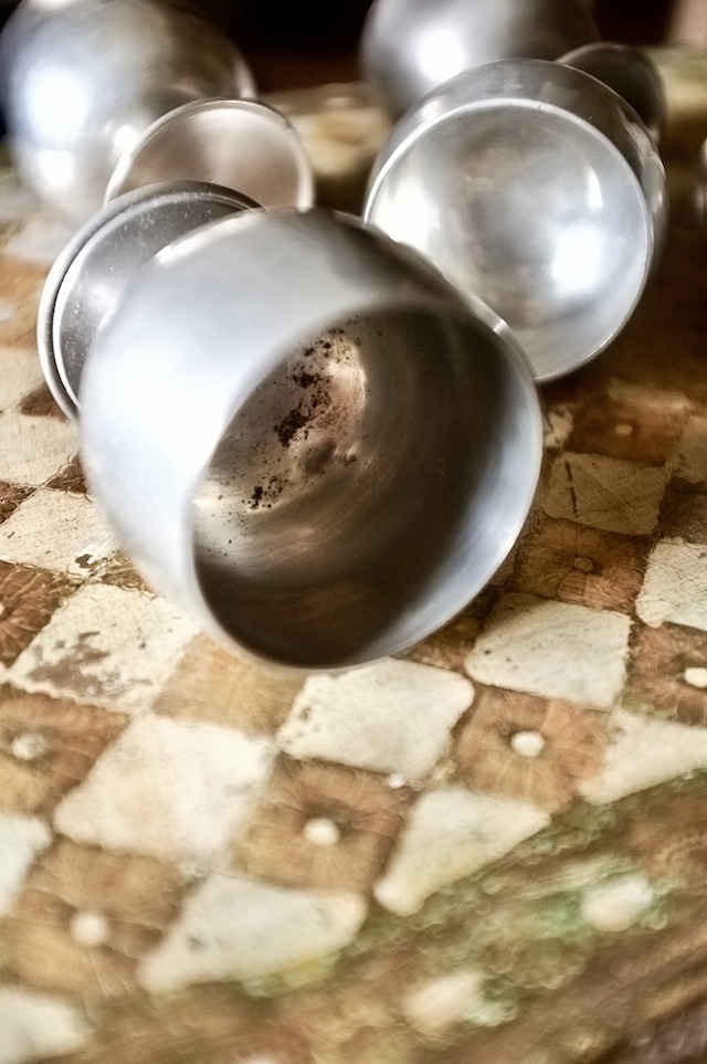 フランス エタン 沈銀色のアイスクリームカップ ピューター ヴィンテージ