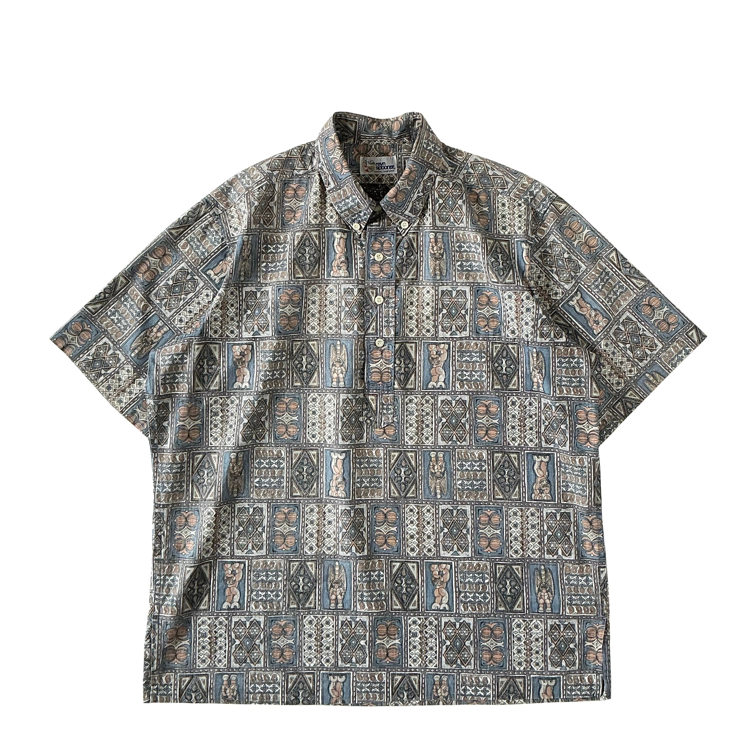 USED古着(ユーズドフルギ) {{oniwa soto}}タイガーアロハシャツ USED古着(ユーズドフルギ) Kula 備中鎌倉工房 倉 総柄 和柄 シルク S/S
