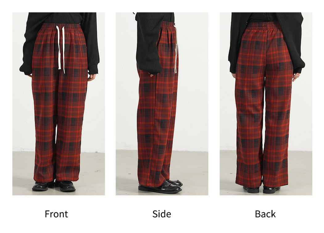 メール便】チェックイージーワイドパンツ／pants559 | DAY CLOSET