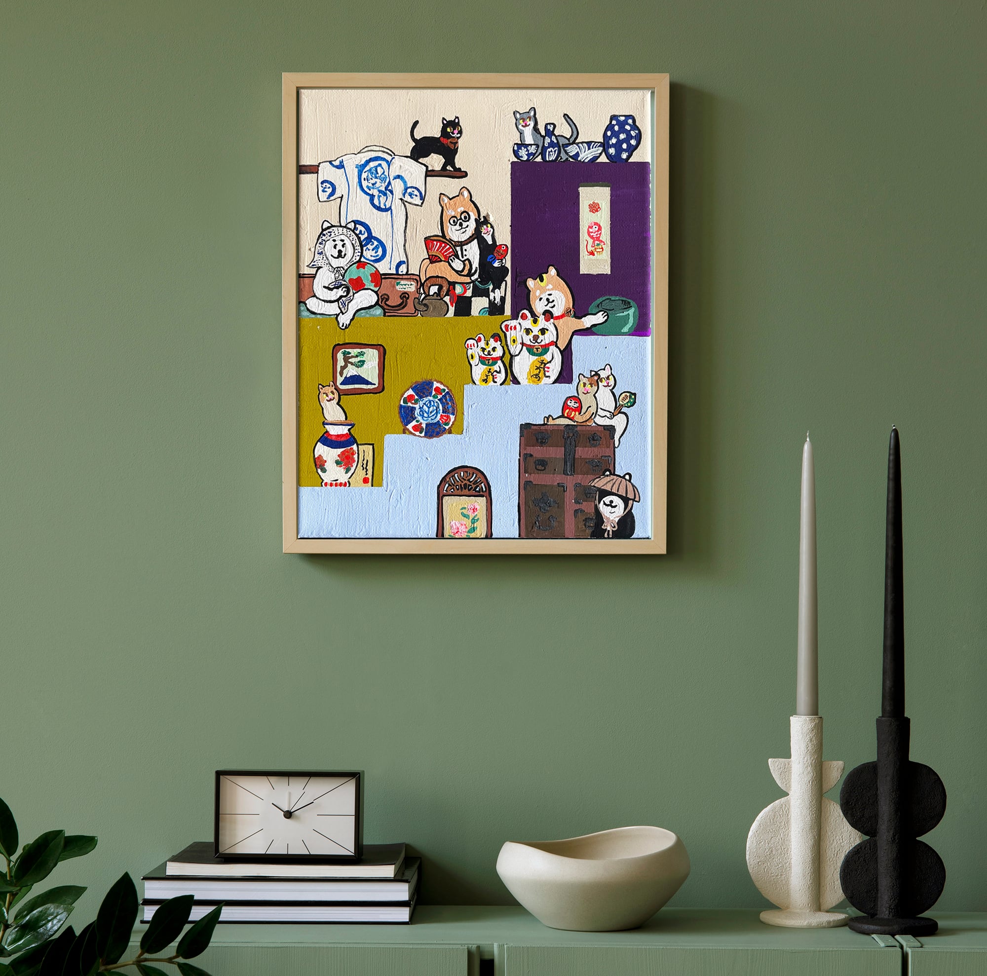 原画：3号】古道具屋の柴犬達(Shiba dogs at an antique shop