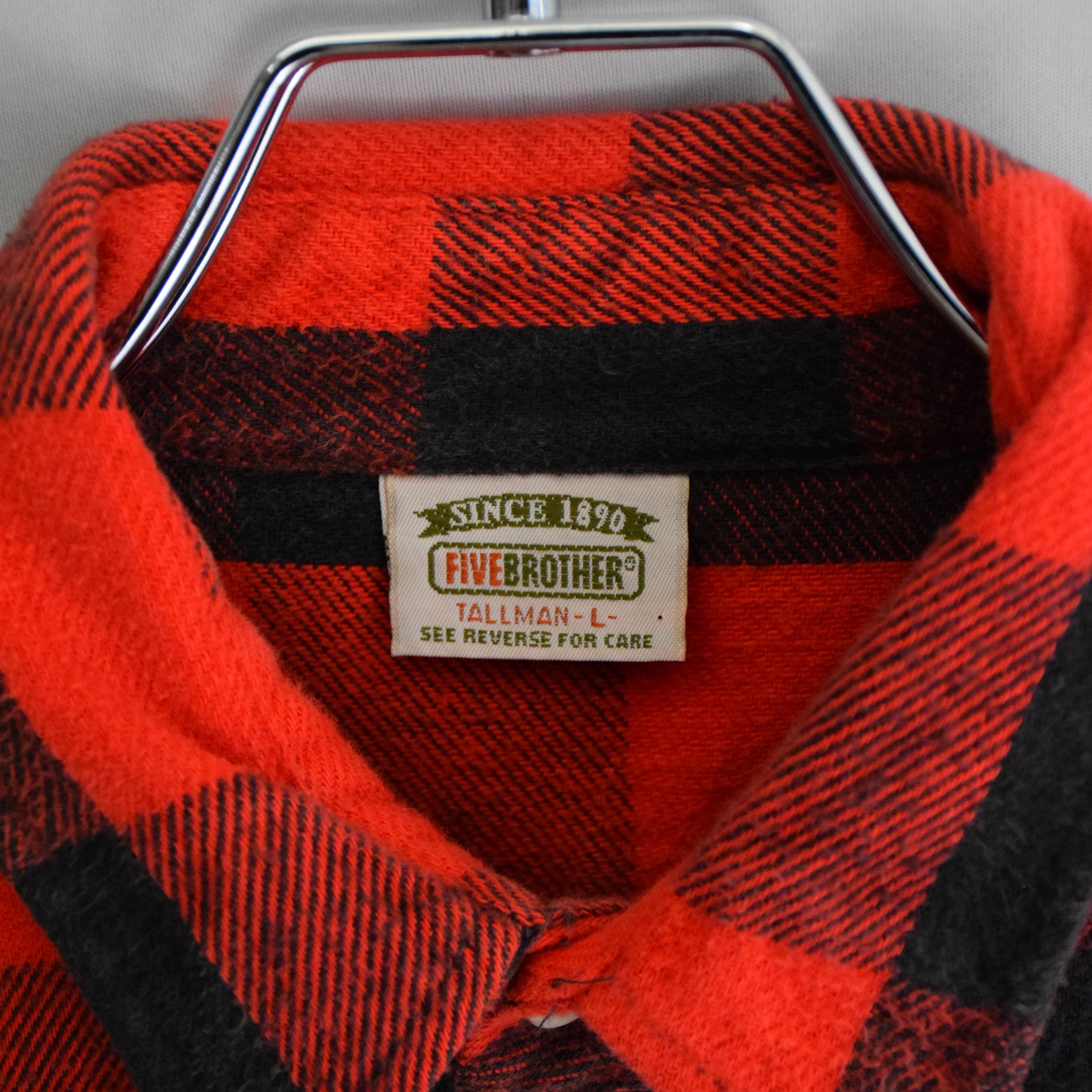90's FIVE BROTHER ヘビーフランネルシャツ メンズ L-TALL レッド