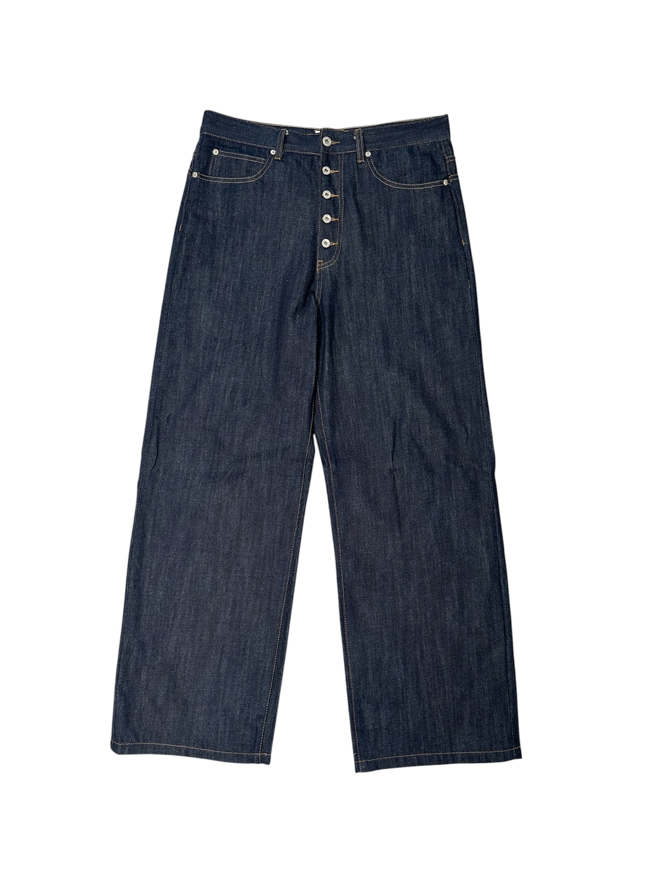 Raw Button Baggy Denim