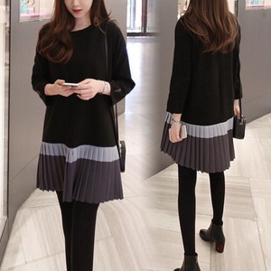 【送料無料】マタニティ プリーツ 切り替え ワンピース サイズ展開豊富 M～4XL レディース 可愛い ママコーデ ママファッション ママ服 マタニティウェア 人気 ゆったり 大きいサイズ デイリー 普段着 お出かけ おしゃれ シンプル 無地 きれいめ カジュアル フェミニン シック 体型カバー 着痩せ 着回し お宮参り マタニティフォト 通勤 妊婦服 産前 産後 秋 冬 春 CO2090