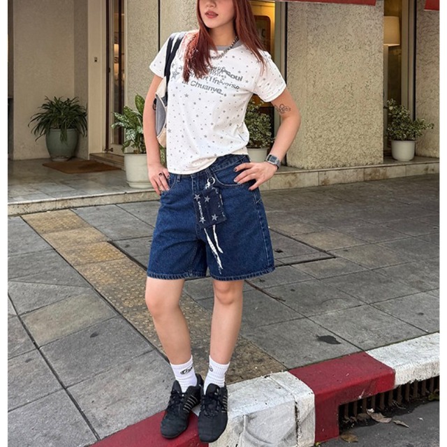 star print white short-sleeve tee　スタープリントホワイト半袖ティー　J2066