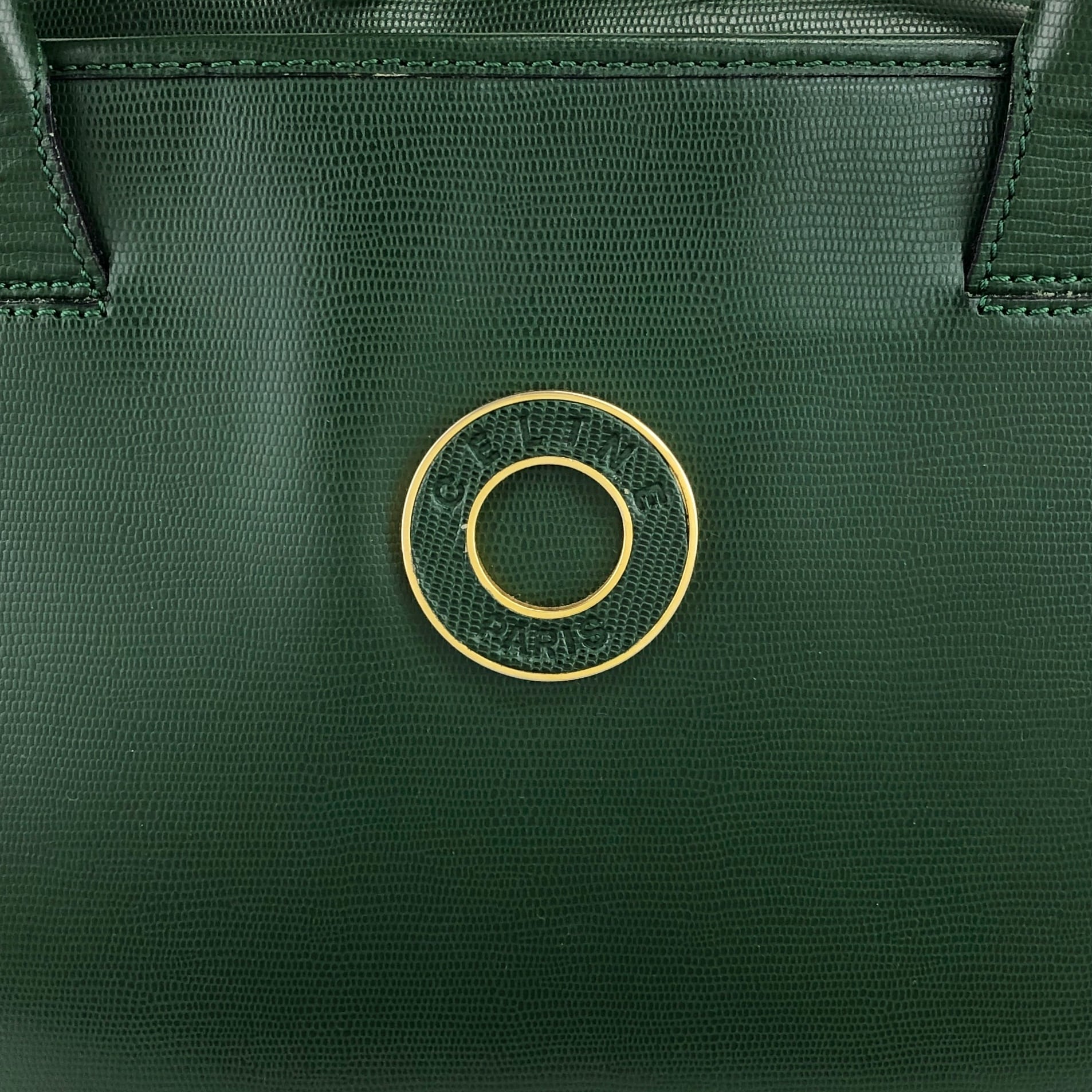 CELINE セリーヌ ハンドバッグ グリーン ロゴ サークル レザー 2way CELINE セリーヌ ハンドバッグ グリーン ロゴ サークル レザー 2way