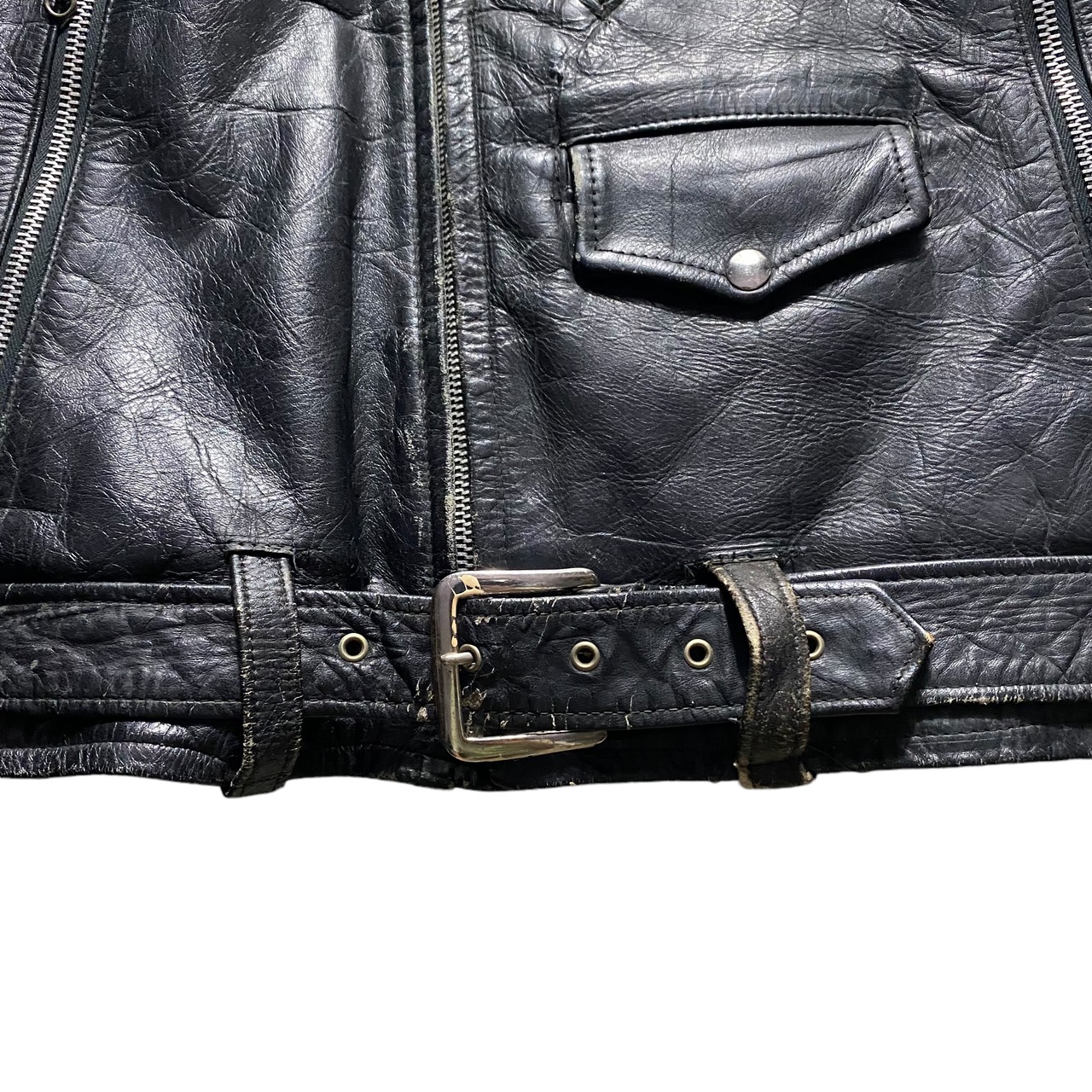 vintage 1950’s black leather motorcycle jacket