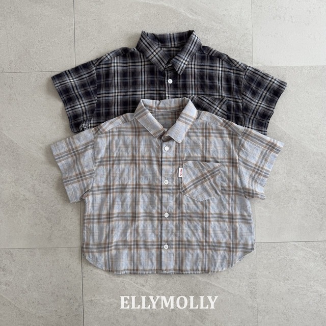 [ELLYMOLLY] Netty short-sleeve shirt / [엘리몰리] 네티반팔남방