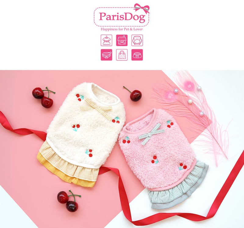 SALE】チェリーフリースワンピース S~2XL / 犬の服 犬服 ペット洋服