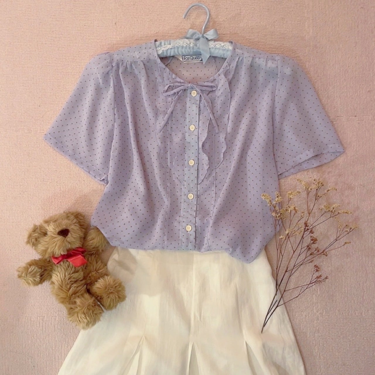 light blue dot sheer blouse
