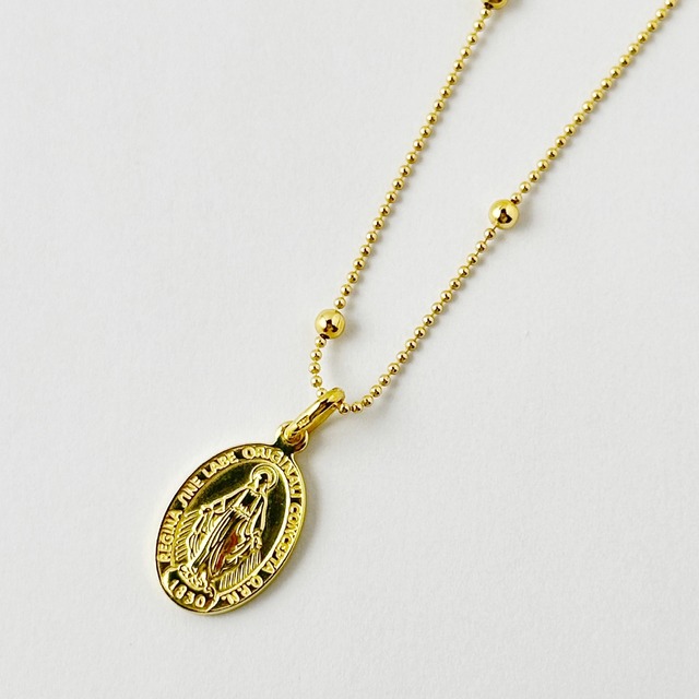 Gold Coating オメダイ と 選べる長さ ステーションネックレス
