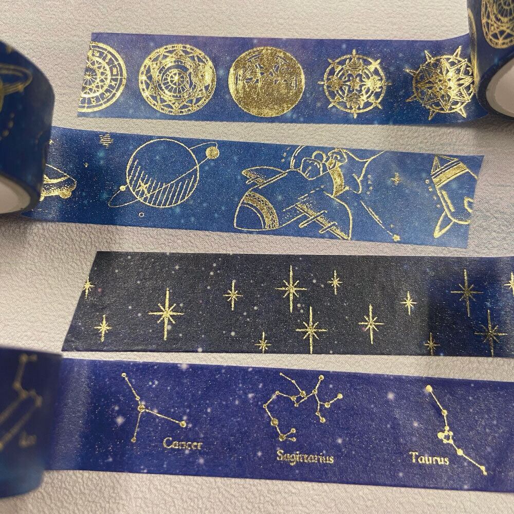 マスキングテープ】15mm×2m 12個入 月 空 宇宙 星座 夕焼け 惑星