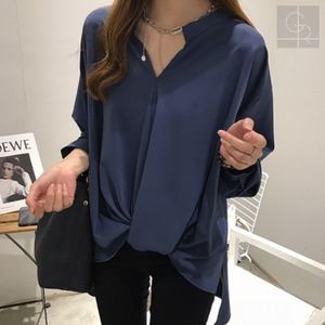 絞りデザインのバックテールシャツ 【LFT05】