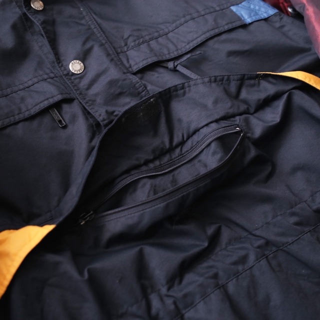 multi color switching half-zip high-neck nylon pullover