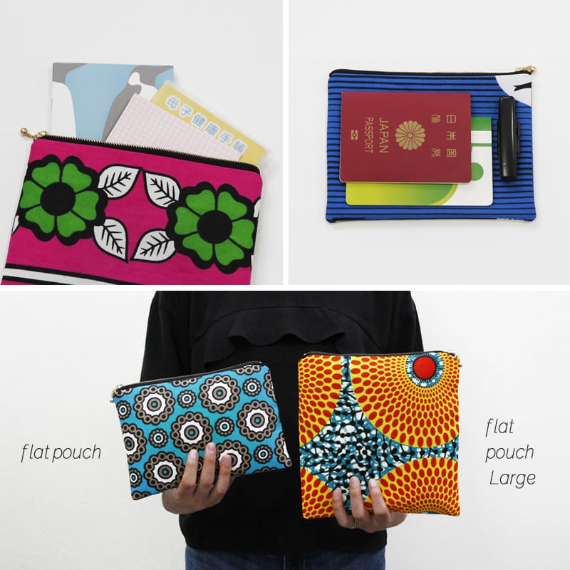 ツバメ柄のフラットポーチ｜鳥 ツバメ アフリカ布 | カンガ屋 katikati  