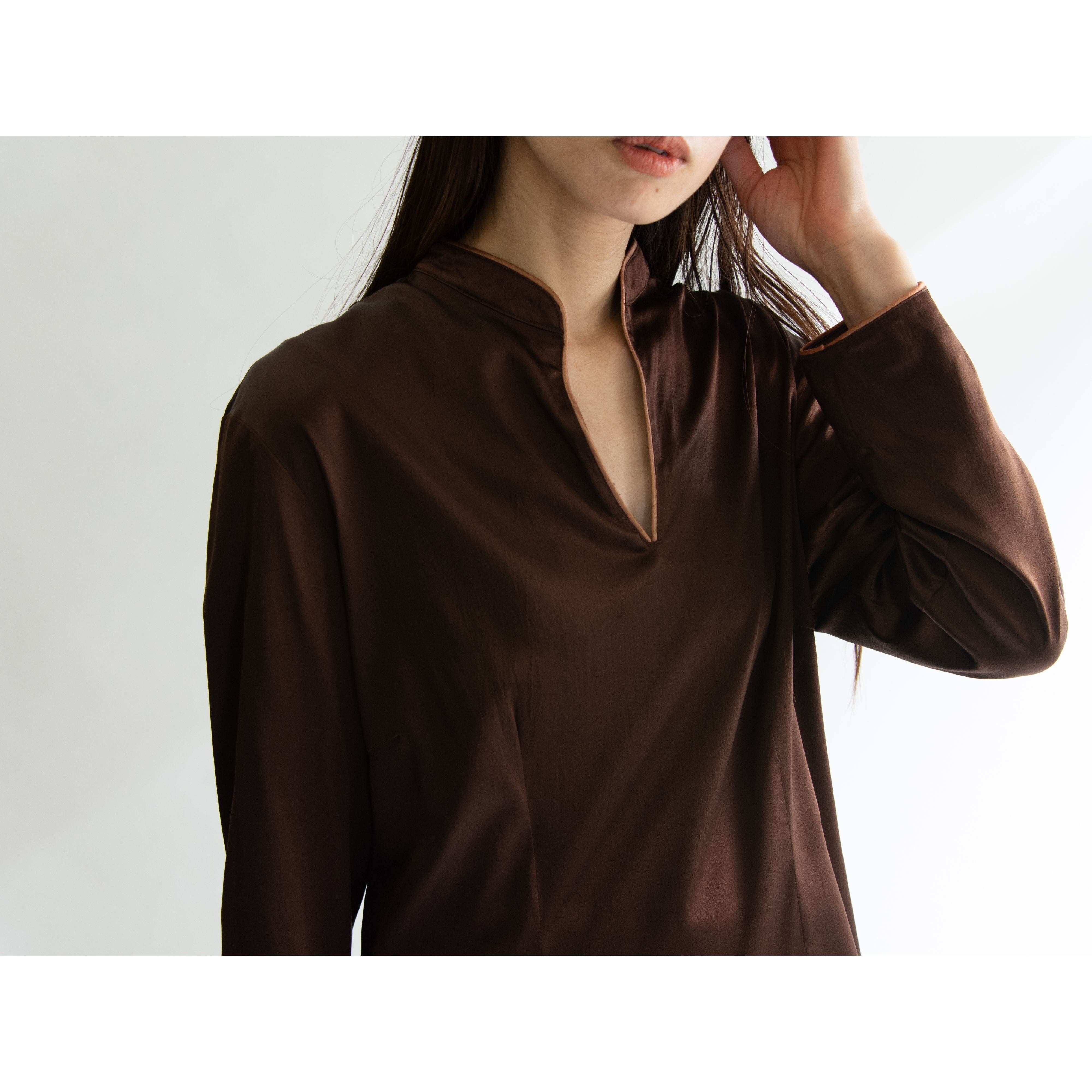 【EQUIPMENT】90's Silk-Polyurethane pullover blouse(エキプモン ストレッチシルクプルオーバーブラウス シャツ)11c