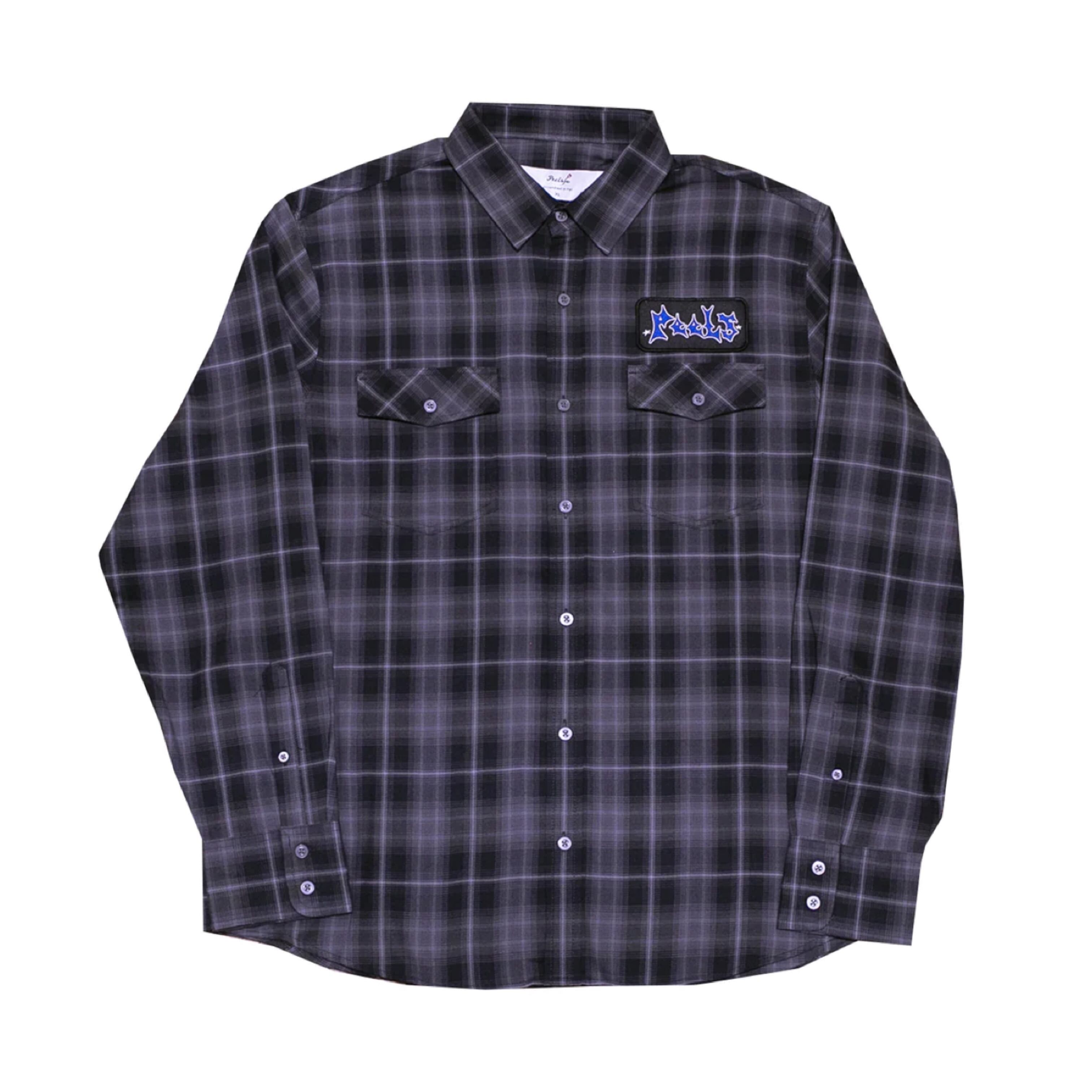 PEELS / BLACK FLANNEL WITH BARB PATCH SHIRT | THE NEWAGE CLUB PEELS / BLACK FLANNEL WITH BARB PATCH SHIRT | THE NEWAGE CLUB