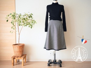 SALE!：千鳥柄ウールのスカート　Lサイズ