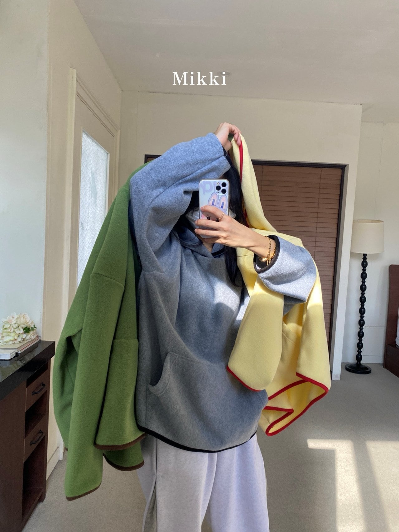 ※11/21まで5%OFF予約【mikki】fleece color scheme hoodie/Free