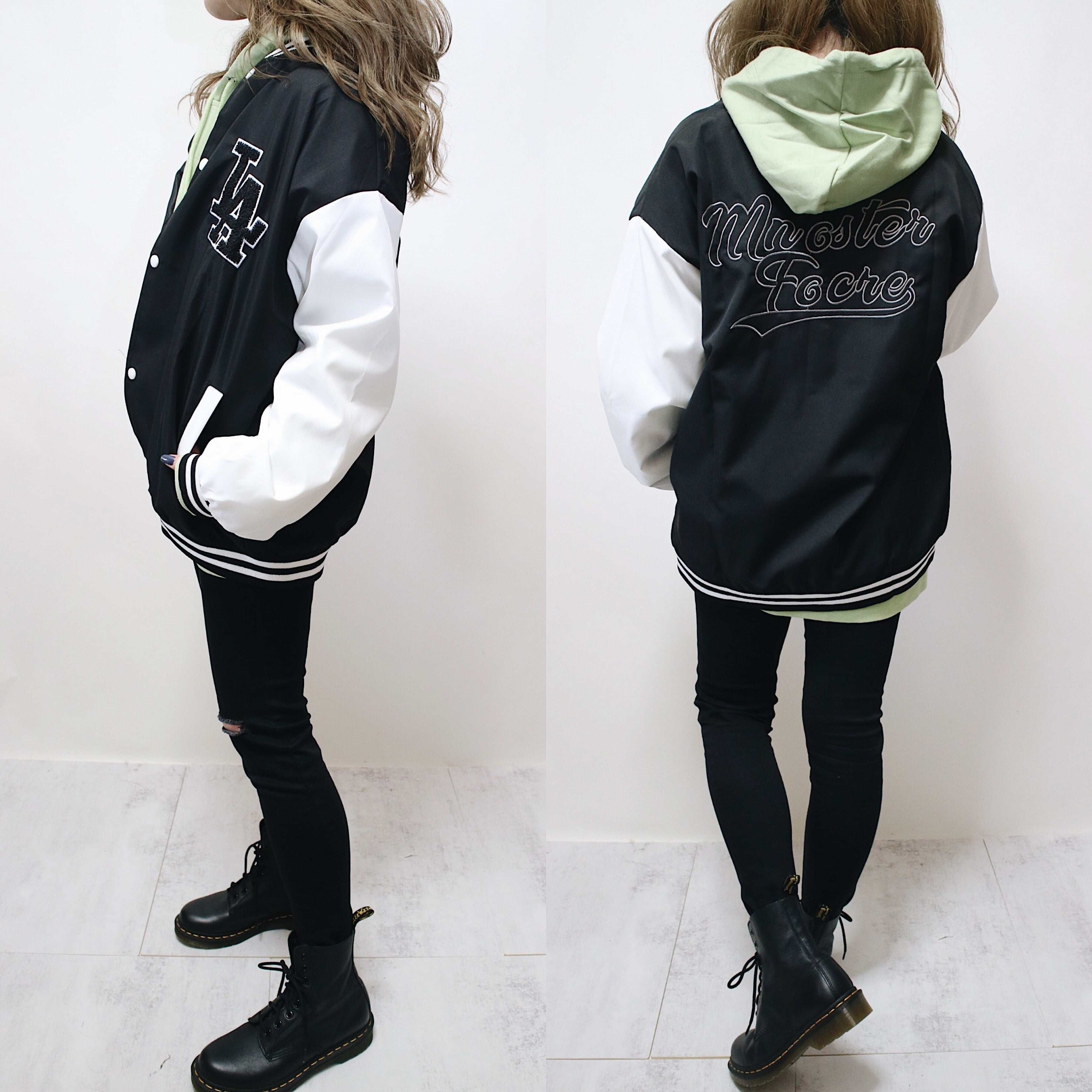 LAVANDA ラバンダ ナイロンルーズスタジャンジャケット LAVANDA ラバンダ ナイロンルーズスタジャンジャケット LAVANDA