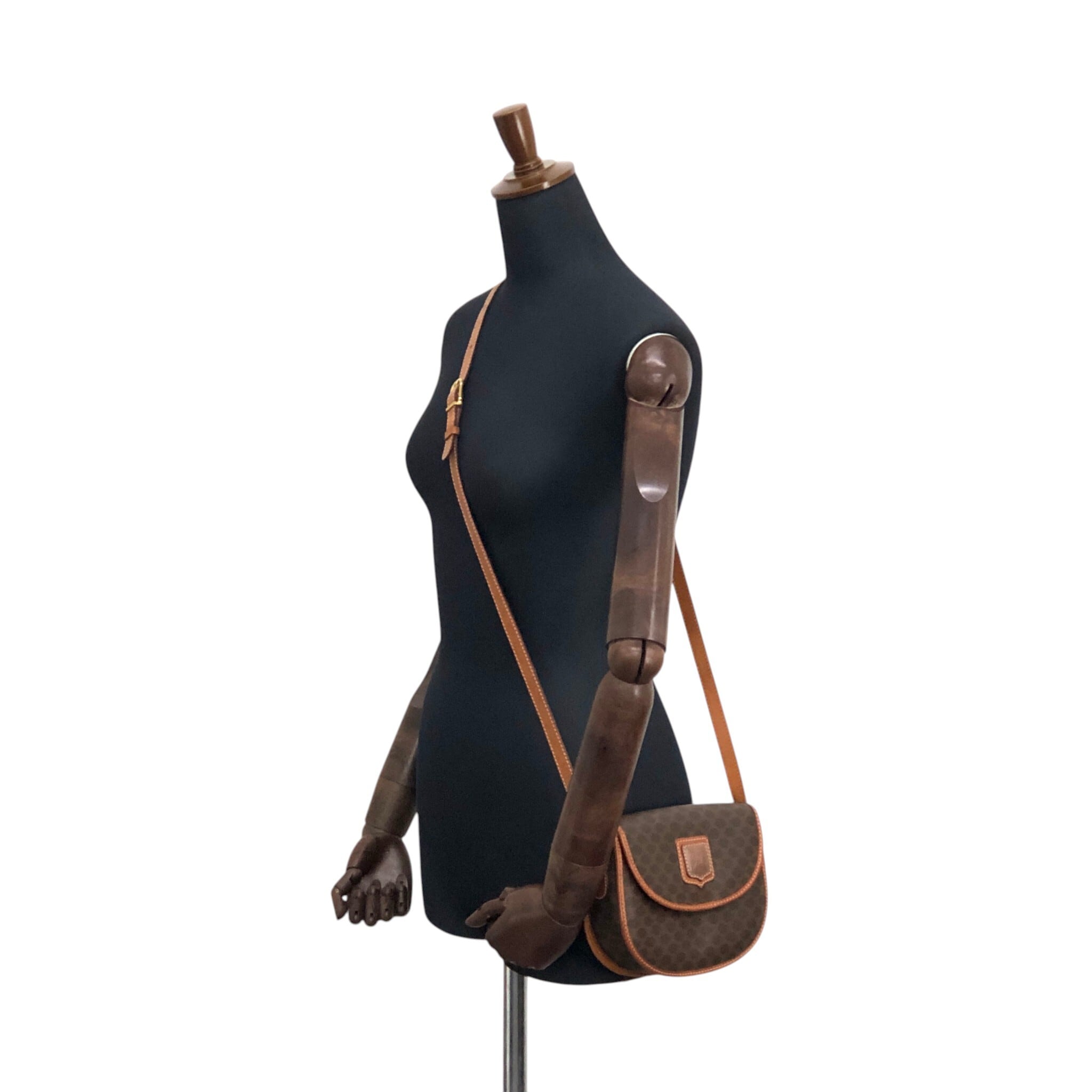 CELINE セリーヌ マカダム ショルダーバッグ ブラウン ブラゾン型押し