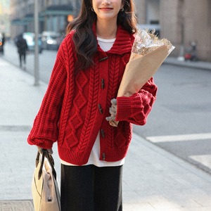 cable-knit cardigan　J00366