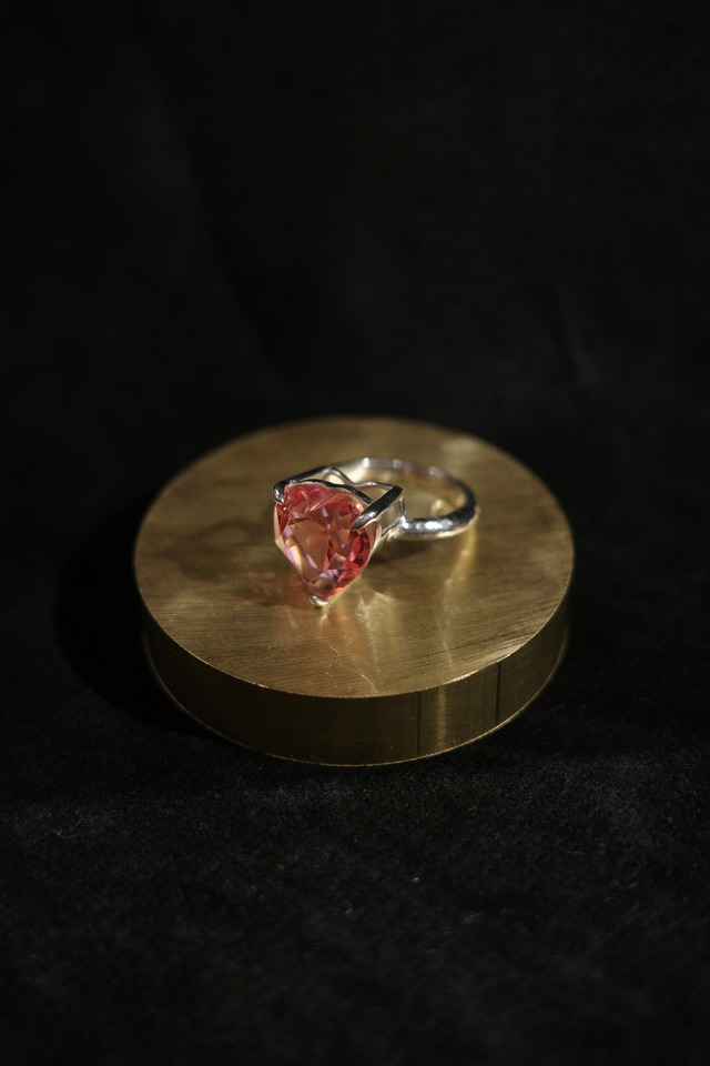 AYNiL jujuwelry 【VTG swarovski heart 3D bed ring -Pink-】