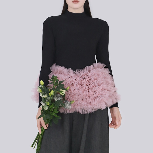 Tulle peplum knit tops B3417 Tulle peplum knit tops B3417