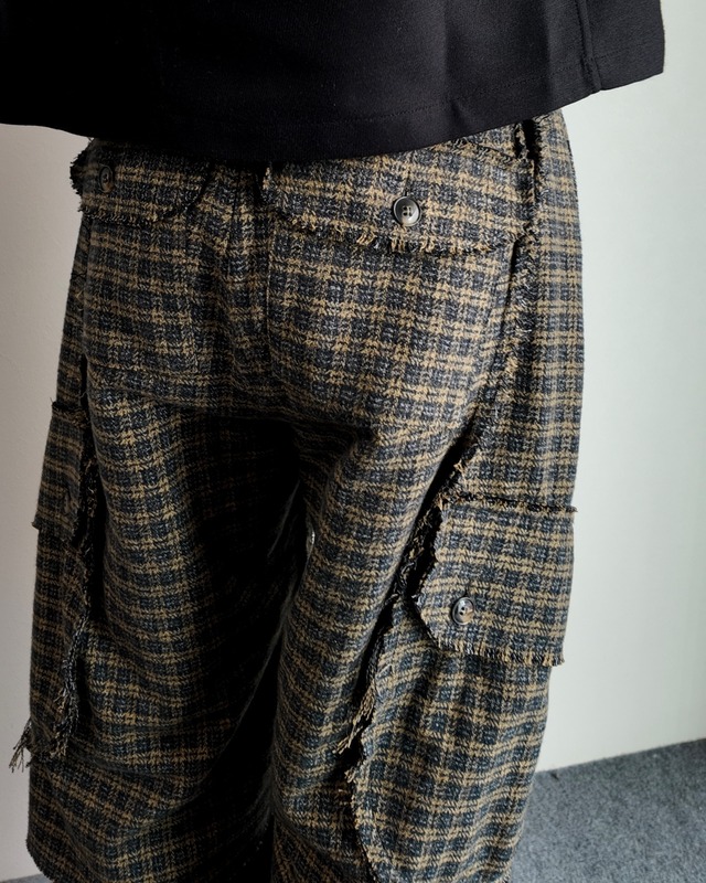 【26/AW STRONGTHE】MOSS / LAYERED POUCH CARGO PANTS