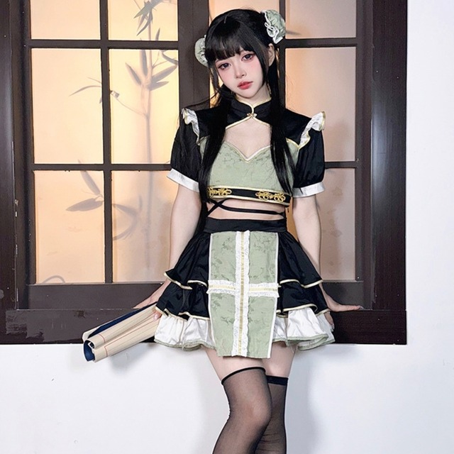 メイドワンピース チャイナ風 中華ロリータ メイドカフェ コンカフェ衣装｜天使と悪魔