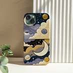 受注生産 iPhoneケース 三日月と雲のナイト星図｜星空柄 STAR043C