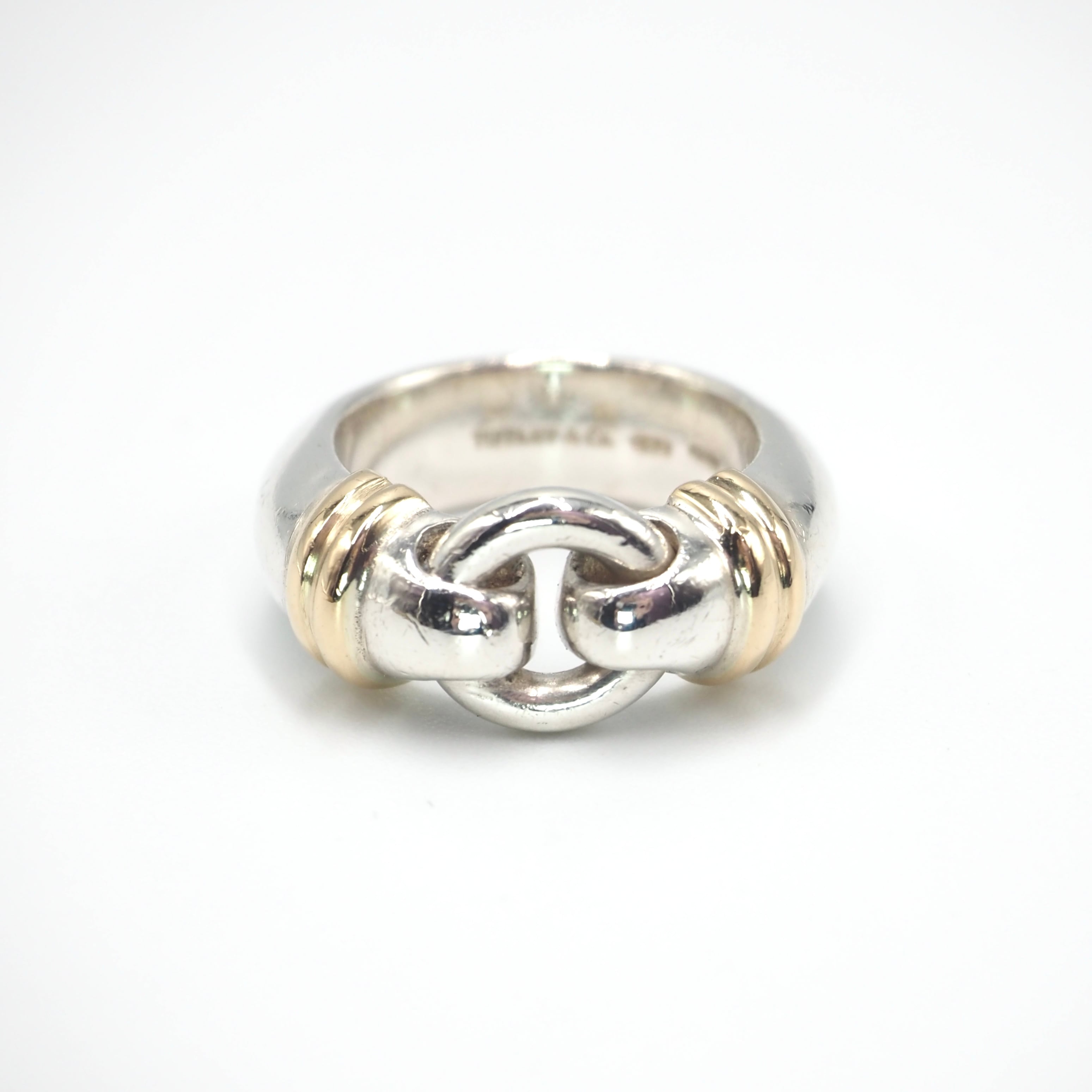 12/18掲載 Tiffany&Co. 約11号 ヴィンテージ コンビ リング シルバー925 K18 ティファニー