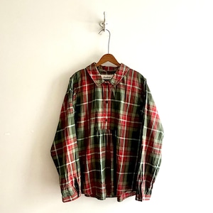 C53131 Cotton Tartan Check Gathered Yoke Shirt